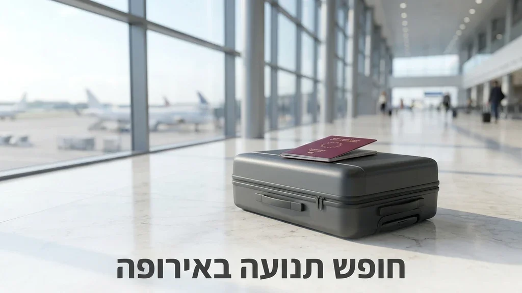 Freedom of movement and travel in Europe due to holding the passport. מזוודה ודרכון בשדה תעופה